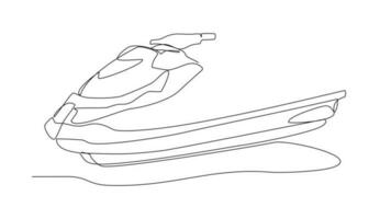 Animated self drawing of single continuous line draw for a  sea transport on the sea. Jetski in simple linear style. Sea transportation design concept animation. full length animation video