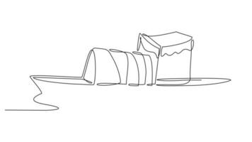 Animated self drawing of single continuous line draw for a traditional transportation. Vehicle design concept illustration in simple linear animation. transportation design with full length animation. video