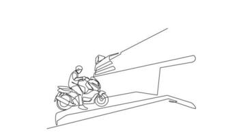 Animated self drawing of single continuous line draw for vehicle enters to the ship. Sea vehicle in simple linear style. Transportation design concept animation. full length animation video