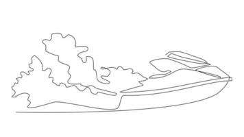 Animated self drawing of single continuous line draw for a  sea transport on the sea. Jetski in simple linear style. Sea transportation design concept animation. full length animation video