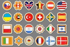 Set homemade cookie with flag country world in tasty biscuit vector