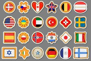 Set homemade cookie with flag country world in tasty biscuit vector