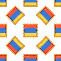 Pattern cookie with flag country Armenia in tasty biscuit vector