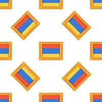 Pattern cookie with flag country Armenia in tasty biscuit vector