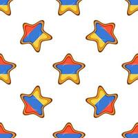 Pattern cookie with flag country Armenia in tasty biscuit vector