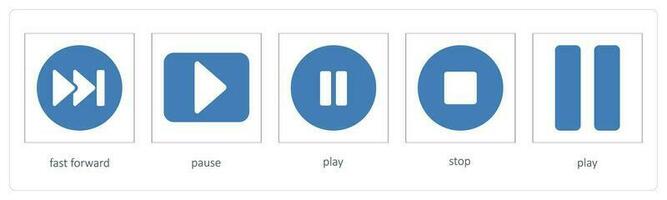 Arrows icons such as fast forward, pause vector