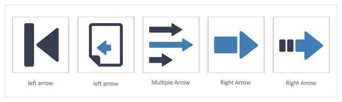 Arrows icons such as left arrow, Multiple Arrow vector