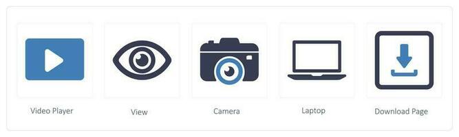 business icons such as video player, view and camera vector