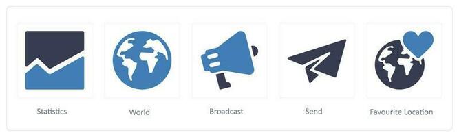 business icons such as statistics, world and broadcast vector
