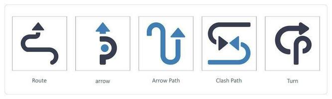 Arrows icons such as direction, way, path vector