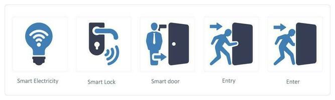 business icons such as Smart Electricity and smart lock vector