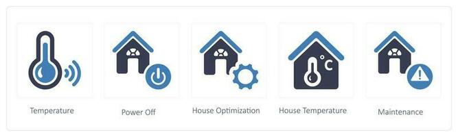 business icons such as temperature, power off and House Optimization vector