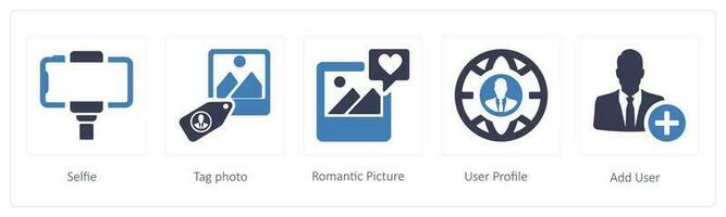 business icons such as selfie, tag photo and Romantic Picture vector