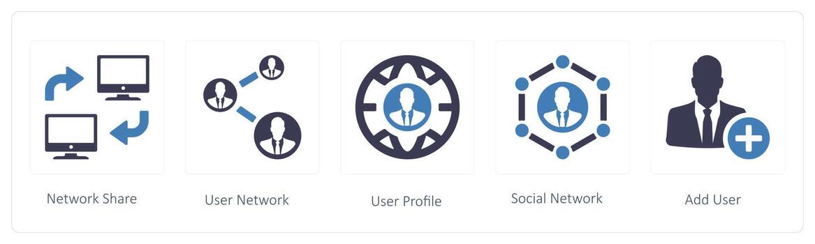 business icons such as Network Share and user network vector