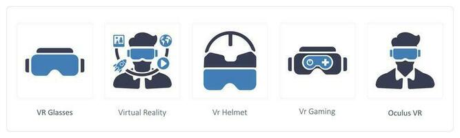 Virtual Reality icons such as vr glasses, virtual reality and Vr Helmet vector