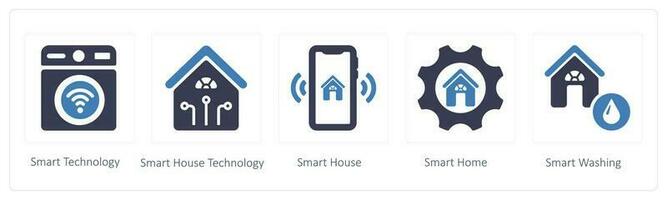 business icons such as smart technology and smart house technology vector