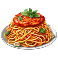 Delicious Italian Food Clipart. Cartoon Spaghetti Illustration. Generative AI png