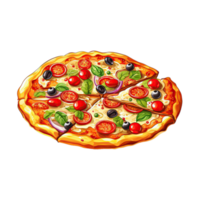 utsökt italiensk pizza ClipArt. tecknad serie illustration. generativ ai png