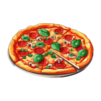 utsökt italiensk pizza ClipArt. tecknad serie illustration. generativ ai png