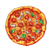 Delicious Italian Pizza Clipart. Cartoon Illustration. Generative AI png