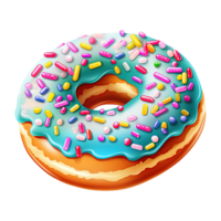 Delicious donut on transparent background. Sweet treats cartoon clipart. Generative AI png