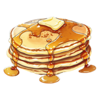 köstlich Pfannkuchen Illustration. Süss Frühstück Leckereien und Dessert Clip Art. generativ ai png