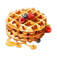 köstlich Waffeln und Süss Nachtisch. verlockend Frühstück Illustration. generativ ai png