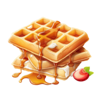 köstlich Waffeln und Süss Nachtisch. verlockend Frühstück Illustration. generativ ai png