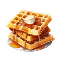 delicioso waffles e doce sobremesa. tentador café da manhã ilustração. generativo ai png