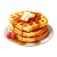 delicioso waffles e doce sobremesa. tentador café da manhã ilustração. generativo ai png