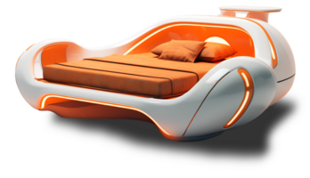 The beds - Futuristic Orange Bed on transparent background - Generative AI, AI GENERATED png