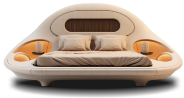 el camas - futurista beige cama en transparente antecedentes - generativo ai, ai generado png
