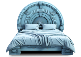 das Betten - - futuristisch Blau Bett auf transparent Hintergrund - - generativ ai, ai generiert png