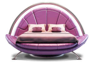 The beds - Futuristic Purple Bed on transparent background - Generative AI, AI GENERATED png