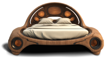 The beds - Futuristic Brown Bed on transparent background - Generative AI, AI GENERATED png