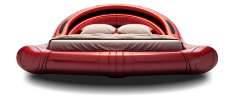 le des lits - futuriste rouge lit sur transparent Contexte - génératif ai, ai généré png