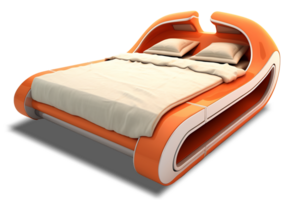 The beds - Futuristic Orange Bed on transparent background - Generative AI, AI GENERATED png