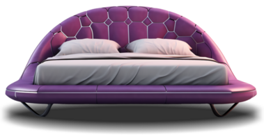 a camas - futurista roxa cama em transparente fundo - generativo ai, ai gerado png