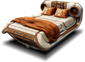 el camas - futurista marrón cama en transparente antecedentes - generativo ai, ai generado png