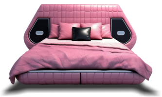 das Betten - - futuristisch Rosa Bett auf transparent Hintergrund - - generativ ai, ai generiert png