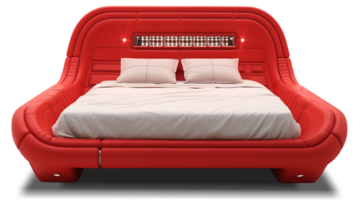 The beds - Futuristic Red Bed on transparent background - Generative AI, AI GENERATED png