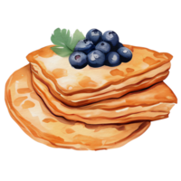 watercolor blueberry pancake, AI Generative png