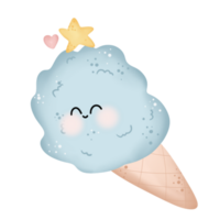 gelo creme mão desenhado desenho animado estilo adorável png