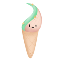 gelo creme mão desenhado desenho animado estilo adorável png