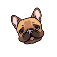 cute French bulldog puppy on transparent background, , digital illustration. png