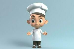 AI Generated 3D cartoon cute chef kid. photo