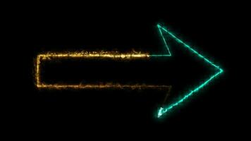 Arrow glow orange blue color laser symbol motion on bamboo texture background video