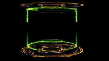 digital visa rum med laser grön och ringa åska bult på de svart skärm video