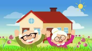 Animated Old couple happines expression video
