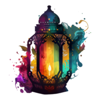 magnifique coloré Ramadan lanterne eid lampe concept gratuit png génératif ai